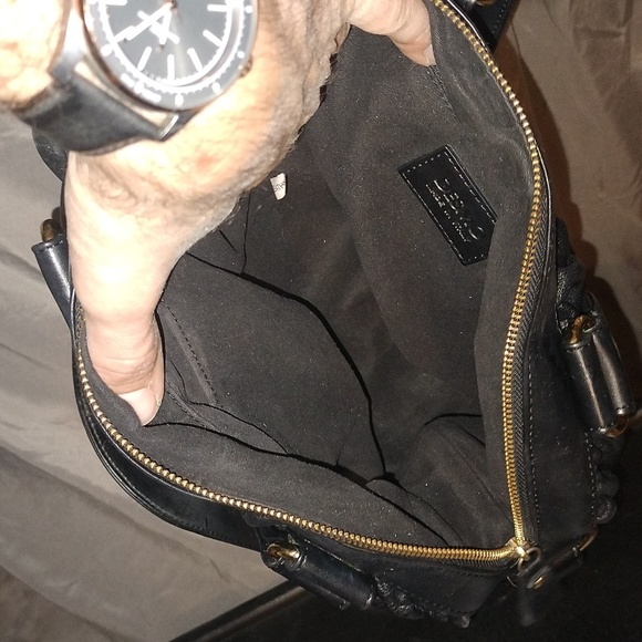 DESMO black glove leather handbag with gold tone hardware. - Picture 11 of 11